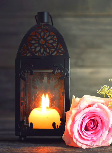 Candle with Pink Rose