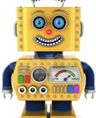 A smiling toy robot